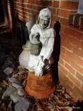 (BACKYD) MISC.. LOT; LOT INCLUDES 2 COMPOSITION PLANTERS- 12 IN H, COMPOSITION STATUE OF ST.