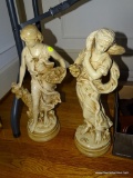 (LR) STATUES; PR. OF 19 IN H CAST PLASTER STATUES OF THE FLOWER GATHERERS