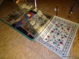 (UPROOM) RUG LOT; 4 MACHINE MADE RUGS- 2 MATCHING RUGS- 27 IN X 42 IN , IVORY FLORAL RUG- 32.5 IN X