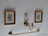 (MBATH) PICTURES AND SCONCE; PR. OF FRAMED MINIATURE WILLIAMSBURG FLORAL PRINTS- MARCH AND JULY- 7