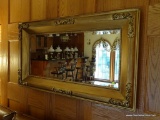 (FRM) MIRROR; VINTAGE GOLD FRAMED AND BEVELED GLASS MIRROR- 50 IN X 28 IN