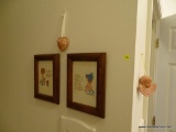 (BATH) WALL LOT; LOT INCLUDES- 2 NEEDLEPOINTS IN CHERRY FRAMES- 7 IN X 9 IN AND 2 TERRACOTTA HANGING