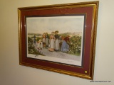 (LITTLERM) FRAMED PRINT; LARGE FRAMED AND DOUBLE MATTED PRINT OF THE BERRY PICKERS IN GOLD WASH