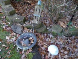 (BACKYD) 4 PC. YARD ART; SWIRLED PATTERN YARD GAZING BALL WITH PLASTIC POLE- 7 FT. TALL, COMPOSITION