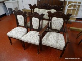 (GARAGE) PARLOR SET; 4 PC. ANTIQUE MAHOGANY VICTORIAN PARLOR SET WITH NEWLY REFINISHED AND