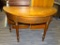 (R4) DROP LEAF DEMI LOOM TABLE; WALNUT HAS A VENEERED SKIRT, TURNED POLE EGS WITH BULB FEET, AND AN