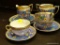 (R4) TEA SET; HAND PAINTED, MADE IN JAPAN FLORAL AND BIRD TEA SET TO INCLUDE 3 TEA CUPS AND SAUCERS,