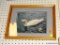 (WALL) FRAMED PHOTOGRAPHY PRINT; PICTURE OF A WHITE GOOD SWIMMING THROUGH THE WATER. DOUBLE MATTED