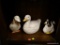 (BAY 6) PORCELAIN DUCKS; 3 PIECE LOT OF DECORATIVE PORCELAIN DUCKS TO INCLUDE A DUCK BOWL WITH A