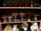 (BAY 6) SHELF LOT OF ASSORTED GLASSWARE; 8 PIECE LOT OF ASSORTED RED FLASH COLORED GLASS TO INCLUDE