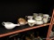 (BAY 6) SHELF LOT; 12 PIECE LOT TO INCLUDE 3 NIPPON VIOLET PORCELAIN CUPS W/ HANDLES, A HAND PAINTED