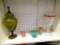 (BAY 6) LOT OF ASSORTED GLASSWARE; INCLUDES A 15 IN CLEAR AND CRANBERRY GLASS LIDDED CANDY DISH,