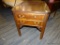 (R2) END TABLE; LANE END TABLE WITH A MULTI TONE TABLE TOP AND A SINGLE DOVETAIL DRAWER WITH BRASS