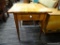 (R2) PINE WORK TABLE; 1-DRAWER, HEPPLEWHITE WORK TABLE WITH TAPERED LEGS, PEG CONSTRUCTION, AND