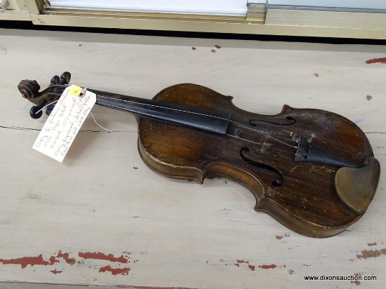 ANTONIUS STRADIVARIUS VIOLIN COPY; 1716 PAPER LABEL, EBONY FINGERBOARD, AND A INLAID PURFLING. HAS A