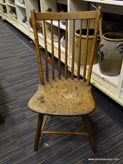 (R1) VINTAGE WINDSOR SIDE CHAIR; SADDLE SEAT WINDSOR SIDE CHAIR WITH BAMBOO TURNINGS ON TOP AND
