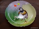 (R2) BIRD PAINTED PLATE; LIMOGES CORONET FRANCE SCALLOPED PLATE. SIGNED BY ARTIST IN BOTTOM LEFT.