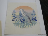 (R4) SIGNED TEXAS STATE BIRD AND FLOWER PRINT; TITLED 