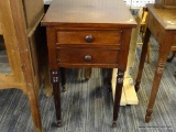 (R1) CONTEMPORARY NIGHTSTAND; MAHOGANY, 1940'S, 2-DRAWER NIGHTSTAND WITH REEDED LEGS. MEASURES 18 IN