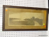 (WALL) ANTIQUE EDWARD LOYAL FIELD ETCHING; SHOWS A PATH LEADING TO A SMALL TOWN/COLONY ON THE