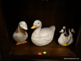 (BAY 6) PORCELAIN DUCKS; 3 PIECE LOT OF DECORATIVE PORCELAIN DUCKS TO INCLUDE A DUCK BOWL WITH A