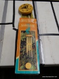 (BAY 6) SERENADE WIND CHIMES; 8 PC ALUMINUM BARS WITH SOLID OAK HANGR & WIND CATER. HAS A SOLID