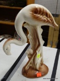 (BAY 6) FLAMINGO FIGURINE; GLOSS FINISHED FLAMINGO FIGURINE. MEASURES 11.5 IN TALL.