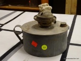 (BAY 6) ANTIQUE OIL LAMP; OIL BARN LAMP MADE IN WATERBURY CONNECTICUT. DRUM HAS A 7 IN DIAMETER WITH