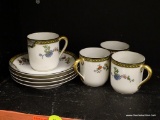 (BAY 6) NORITAKE TEA CUPS AND SAUCERS; 8 PIECE LOT TO INCLUDE 4 SETS OF NORITAKE PHEASANT TEA CUPS