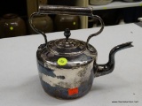 (BAY 6) SILVER PLATE TEAPOT; HAS A TOP HANDLE.