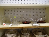 (BAY 6) LOT OF 2 SIDED GLASS CANDLE HOLDERS; 5 PIECE LOT TO INCLUDE A CANDLEWICK CANDLE HOLDER, 2