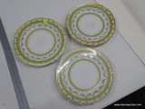 (BAY 6) SET OF THEODORE HAVILAND LIMOGES PLATES; SET OF 3 DINNER PLATES WITH WHITE AND GREEN STRIPES