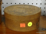 (R1) VINTAGE PANTRY BOX; ASH, 6.5 IN PANTRY BOX WITH LID, COPPER NAILS AND WOODEN PEGS. MADE BY