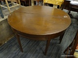 (R2) MAHOGANY CARD TABLE; SET OF 2 HALF TABLES THAT MAKES A CARD TABLE WITH HIDDEN DRAWERS AND