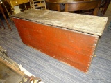 (R2) 6-BOARD CHEST; POPLAR CHEST OPENS TO REVEAL A SMALLER AND A LARGER COMPARTMENT HAS DOVETAIL