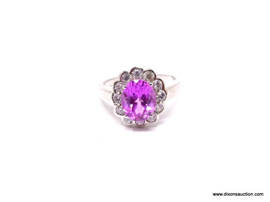 .925 SAPPHIRE RING; NEW 3.10 CT GORGEOUS AAA TOP QUALITY OVAL CUT RING WITH 9X8 FACETED PINK