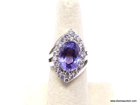 .925 ALEXANDRITE RING; NEW 9.75 CT OVAL CUT UNHEATED RING WITH AAA TOP QUALITY COLOR CHANGE