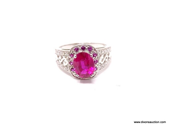 .925 RUBY GEMSTONE RING; NEW GORGEOUS AAA TOP QUALITY OVAL SHAPE RING WITH PIGEON RED MADAGASCAR
