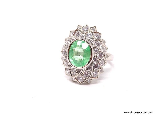 .925 AFRICAN EMERALD RING; NEW GORGEOUS AAA TOP QUALITY UNHEATED RING WITH A TRANSLUCENT FACETED