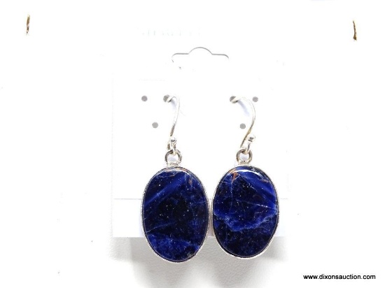 .925 LADIES GEMSTONE EARRINGS; AWESOME NEW 1 2/8" LADIES SODALITE EARRINGS. SRP $59.00.