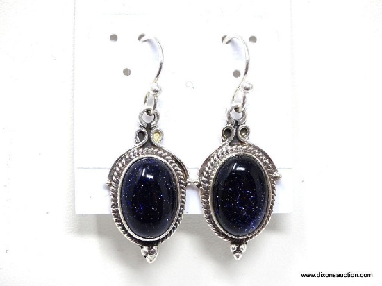 .925 & GEMSTONE EARRINGS; AMAZING NEW 1 2/8" DETAILED BLUE SANDSTONE EARRINGS. SRP $49.00.