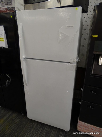 FRIGIDAIRE 20.4-CU FT TOP-FREEZER REFRIGERATOR (WHITE). 2 FULL-WIDTH GLASS REFRIGERATOR SHELVES GIVE