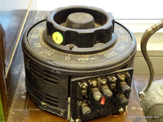 (WINDOW) GENERAL RADIO VARIABLE TRANSFORMER; VARIAC V20HM, 230 VOLT VARIABLE TRANSFORMER.