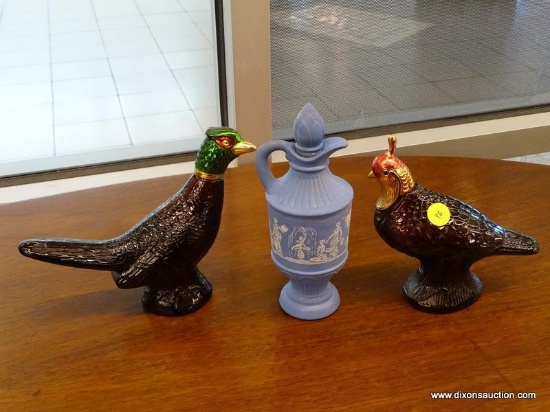 (WINDOW) LOT OF AVON; THREE PIECE LOT TO INCLUDE A QUAIL, A PHEASANT, AND A WEDGWOOD EWER WITH WHITE