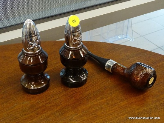 (WINDOW) LOT OF AVON; THREE PIECE LOT TO INCLUDE A TAI WINS PIPE, AND TWO "THE BISHOP" CHESS PIECES.