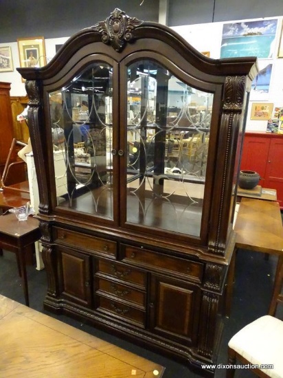 (R2) STANDARD FURNITURE CHURCHILL BUFFET AND HUTCH; MAGNIFICENT DETAILS, AND A MELLOW COGNAC BROWN