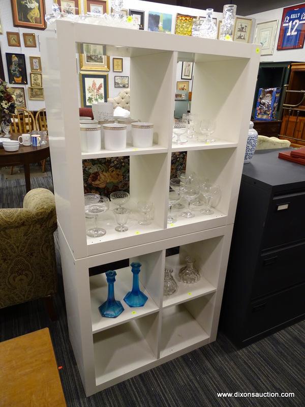 MODERN BOX CUBBY SHELVING UNITS; PAIR OF OPEN | Proxibid