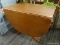 (R2) DOUBLE PEDESTAL DROP LEAF TABLE; WOODEN, DROP LEAF TABLE WITH 2 20.5 IN ROUNDED LEAVES AND 2
