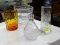 LOT OF ASSORTED GLASSWARE: FOUR PIECE LOT TO INCLUDE TWO CRYSTAL VASES, ONE SERVING BOWL WITH POUR