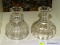 CRYSTAL GLASS DECANTERS; PAIR OF CRYSTAL GLASS PUMPKIN-STYLE DECANTERS. DOES NOT INCLUDE STOPPERS.